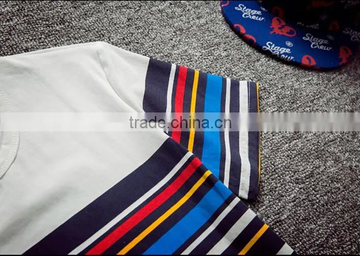 The 2016 summer printed the new men's short sleeve T-shirt for colourful stripe t shirt