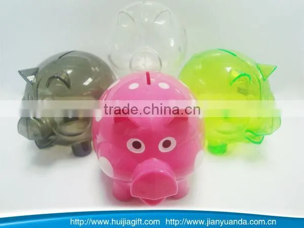 plastic coin banks with dots piggy shape coin saving bank