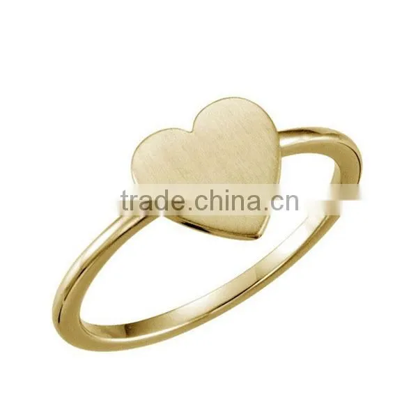 925 Sterling silver gilded heart plain ring