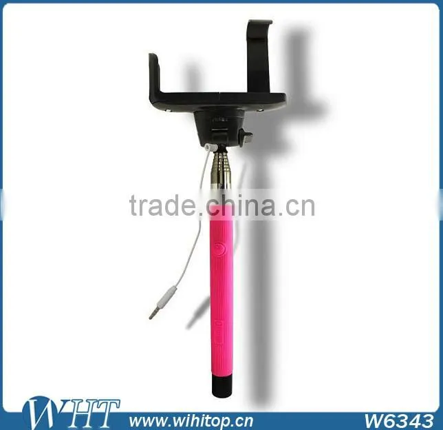 New Designer Extendable Wired Selfie Stick Handheld Monopod Self-pole Built-in Shutter With Mount Clip Holder