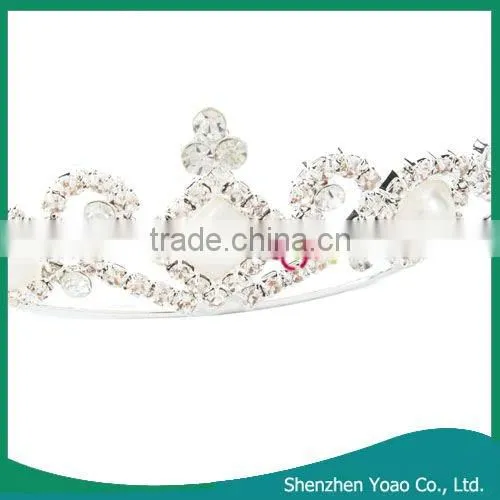 Heart Style Man Made Pearl Rhinestone Crown Headband