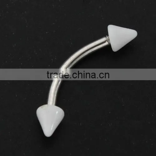 Simple Color Cool Acrylic Cone Fake Cheap Stainless Steel Eyebrow Rings Piercing Jewelry