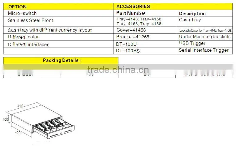 Heavy Gauge Steel Material High Quality Black/Beige/Custom Type Color Cash Drawer IPCD07