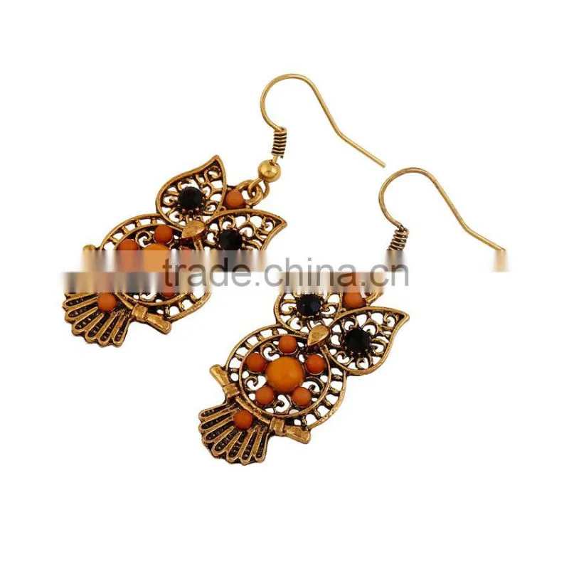 China wholesale custom jewelry for free sample cute owl pattern woman earrings