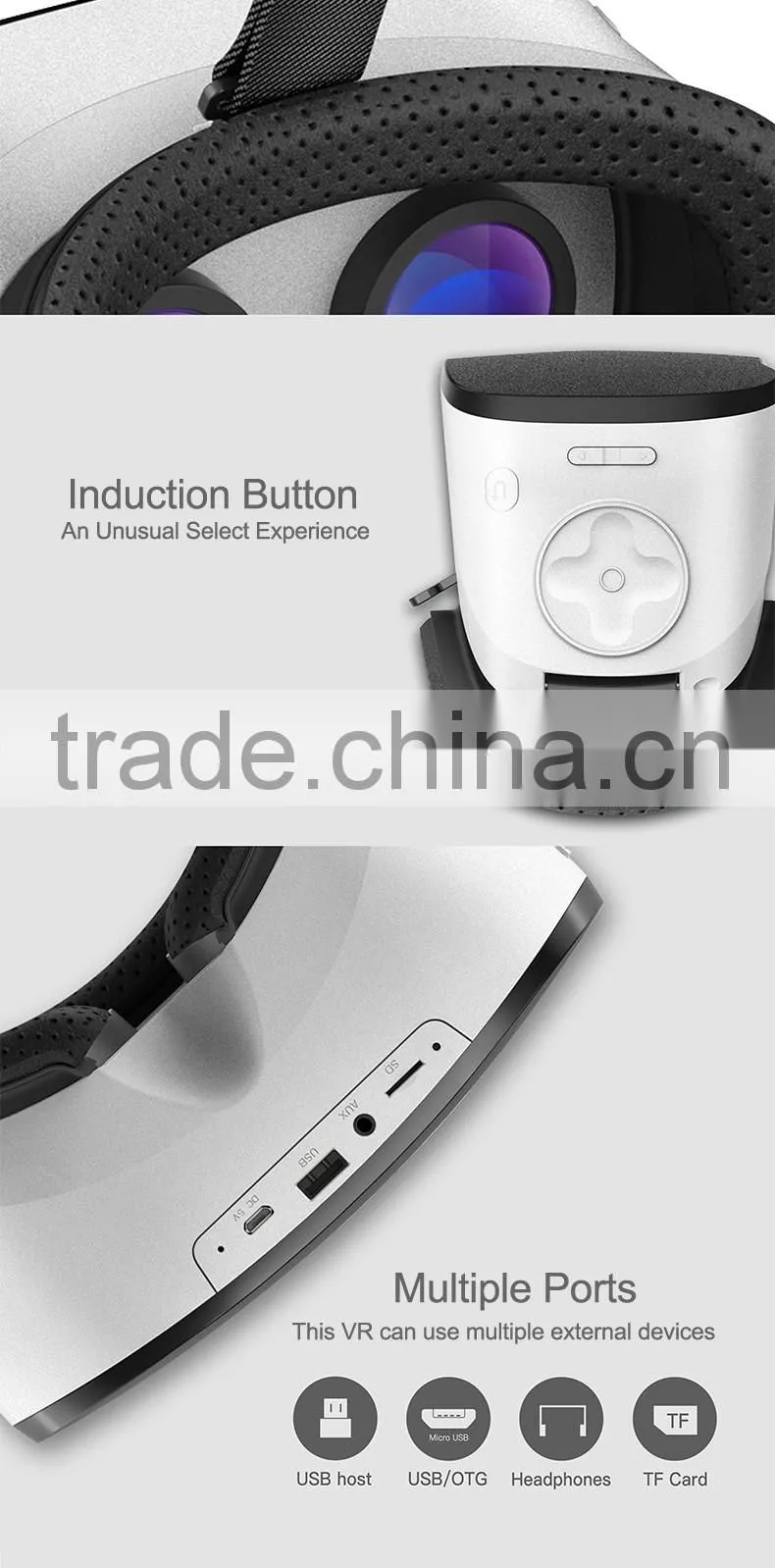 2016 New VR Headset, All in One VR 3D Glasses with Quad core CPU 2GB RAM 16GB Flash Android 4.4 OS 4000mA Lithium Battery