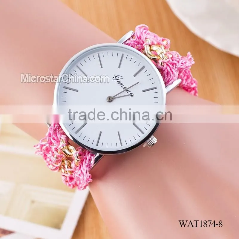 New Classic Geneva Ethnic Braided Analog Nailed Chain Watch