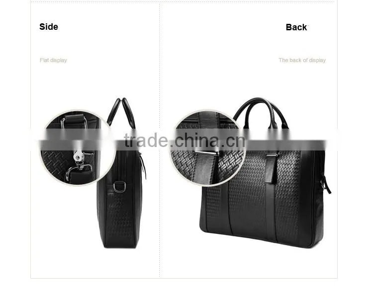 Mens Black Genuine Leather Laptop Shoulder Document Bag
