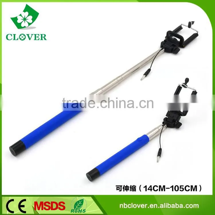 Most popular aluminum alloy wired extendable selfie stick monopod