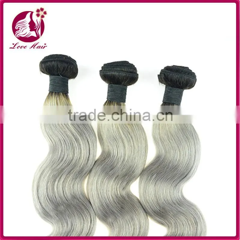Unprocessed 7a chinese gold vender straight 1b grey ombre 100 human hair for sale