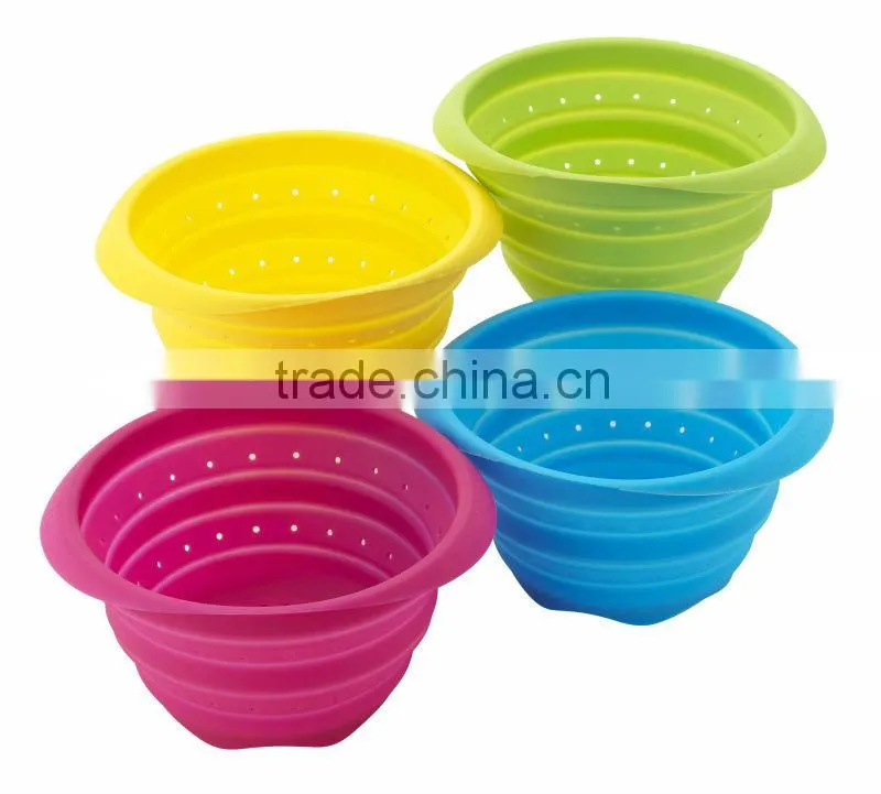Eco-friendly High Quality Folding Food Silicone Strainer