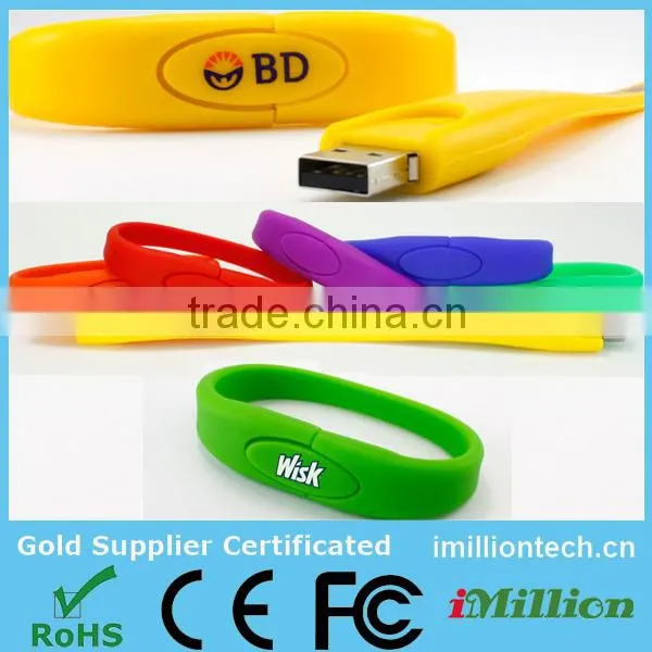 Hot Sale 8GB USB Flash Drive Silicone Bracelet Wrist Band USB2.0 Flash Memory Pen Drive Unique USB flash Drive U Disk Pendrives