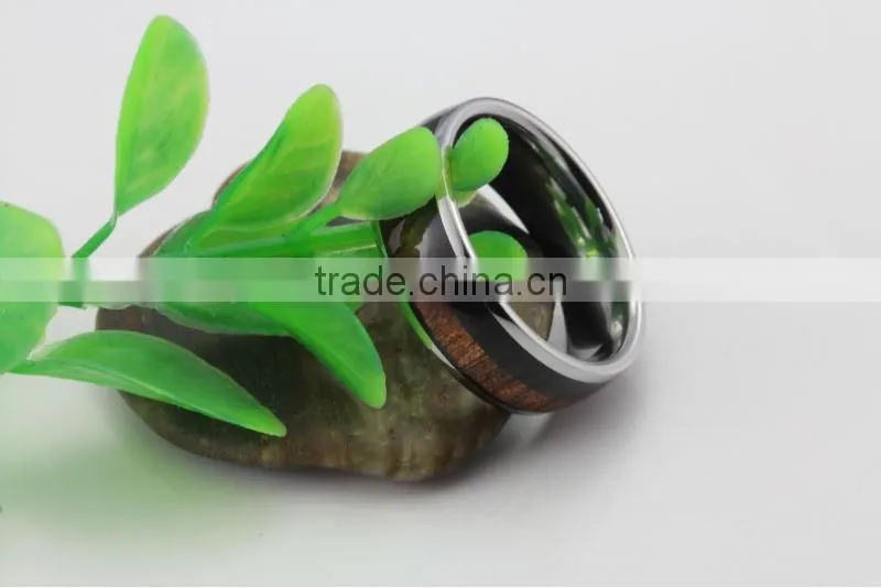 8mm wedding ring two-ton wood inlay titanium wood ring unique titanium ring