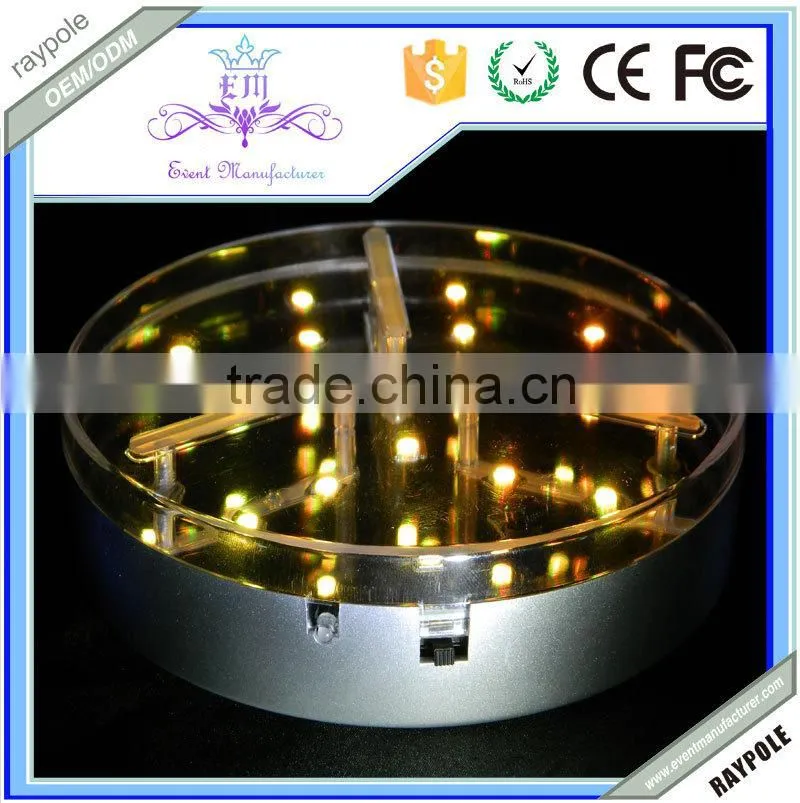 Battery operated under table vase LED centerpiece light base RGB wedding decoration