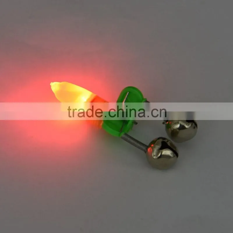 50Pcs Night Fishing Rod Tip Red LED Light Twin Bells Ring Fish Bait Alarm