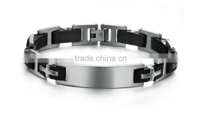 Daihe the latest stainless steel&genuine silicone bracelet for men
