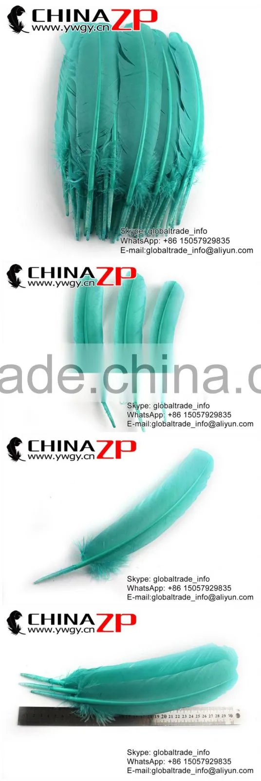 ZPDECOR Factory Exporting Beautiful Colored Peacock Blue Solid Color Turkey Feathers for Fashion Show