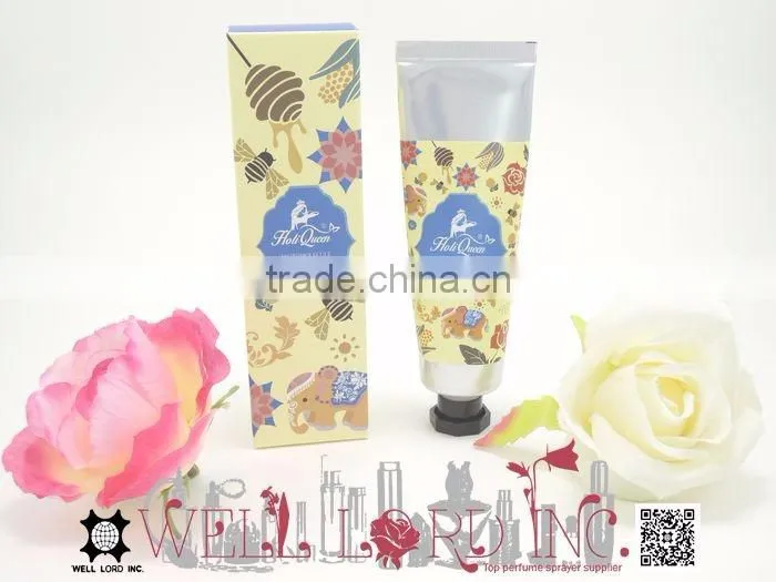 Cute lady fashion 50g hand cream silver tube with classic cap