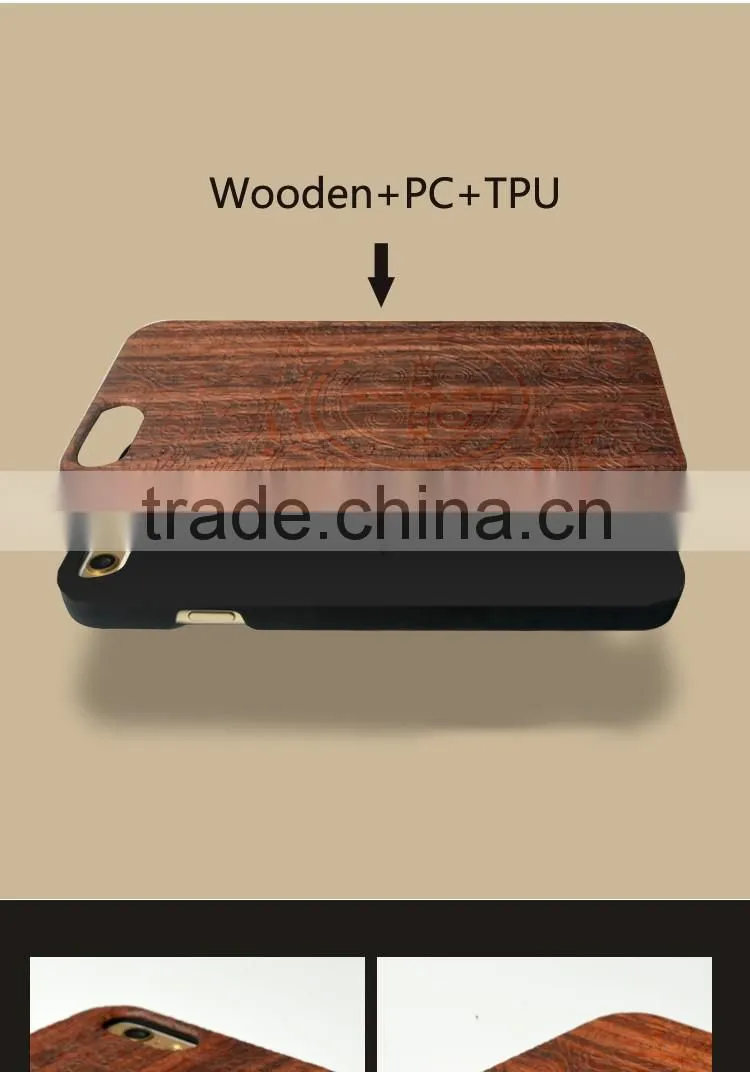 Luxury Hard Wooden Laser Logo Protective Phone Case Cover For Apple iPhone 6 6s Plus