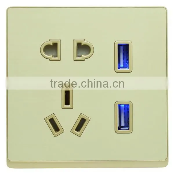 5pin socket with double usb wall socket