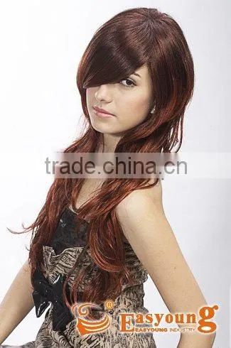Wholesale price natural long red omber color synthetic full lace hair styles wig