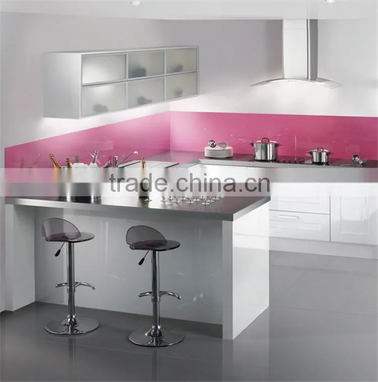 High gloss lacquer pink kitchen cabinet