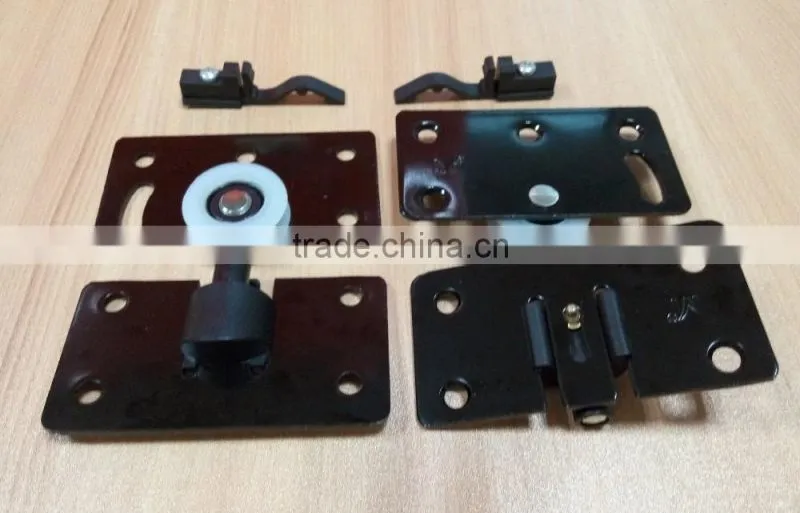 hot sell black steel and PA6 furniture hardware for sliding door weight max 40kg