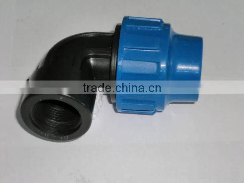 PE pipe compressure fitting 90 degree male/female elbow