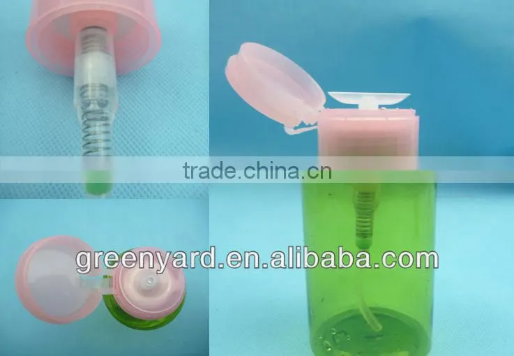Liquid pressed bottle/plastic pump bottle/nail art fluid pump bottle