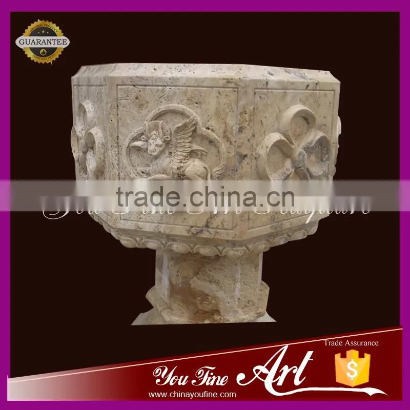 hand carved natural stone baptism statues