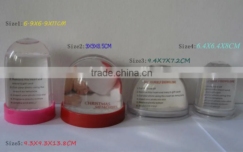 2014 newest plastic snow globe with photo insert