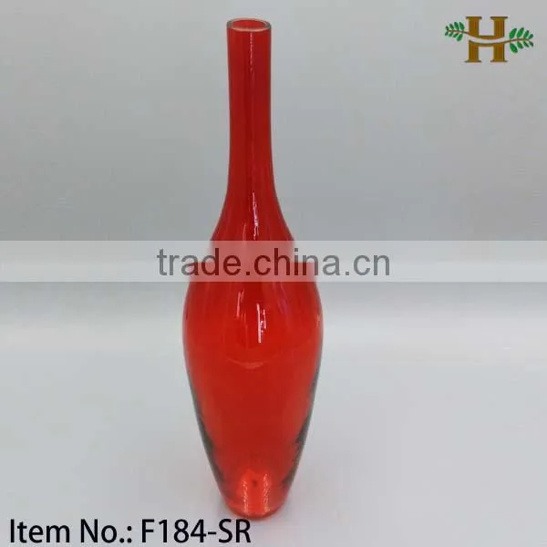 Handmade Red Narrow Neck Vase With Small Mouth