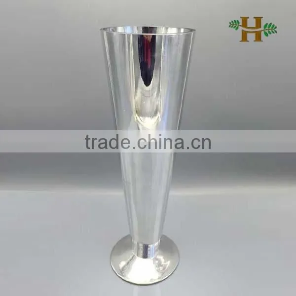 Mouthblown Glasswares Factory Silver Trumpet Vase