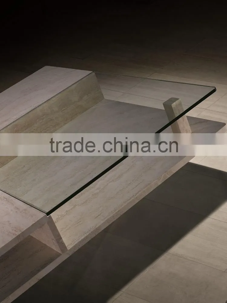 Italy Modern High Quality Square Travertine Base Coffee Table