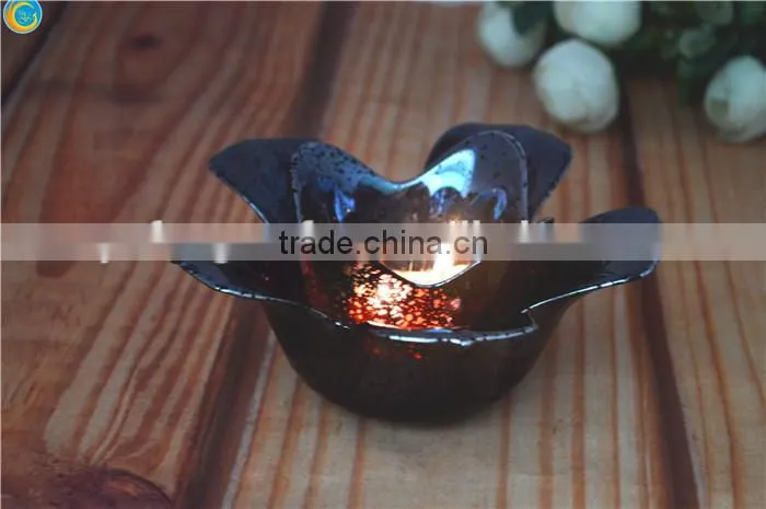 Lotus shape glass candlestick