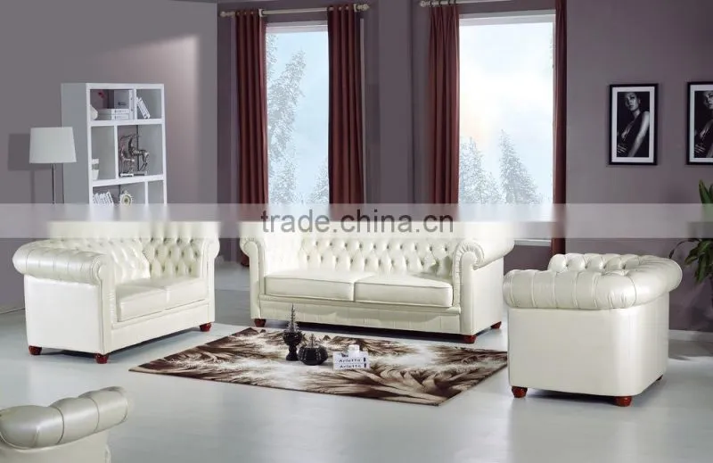 ND2603 popular UK chesterfield cheap leather studded Crystal button tuft antique living room fancy sofa home furniture set