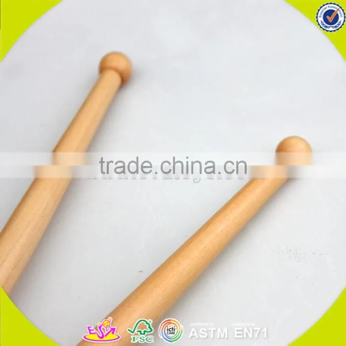 wholesale simple style wooden toy double drums funny wooden toy double drums for toddlers W07J004