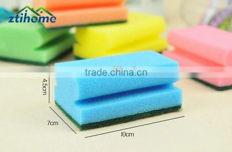 Comfortable Hand Holding Grooved shape utility cleaning sponge with scouring pad