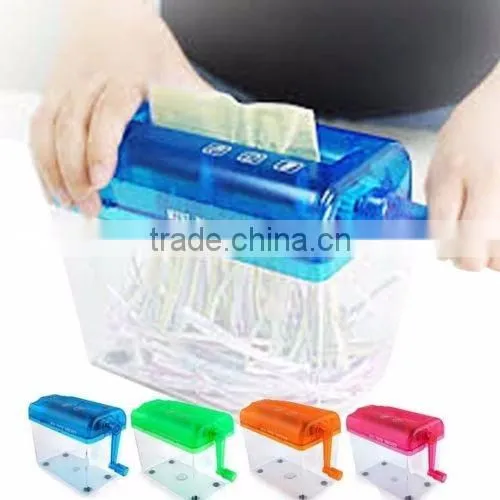 New 4 Color Mini Hand Wind Portable Mechanic Paper Shredder Office Home School