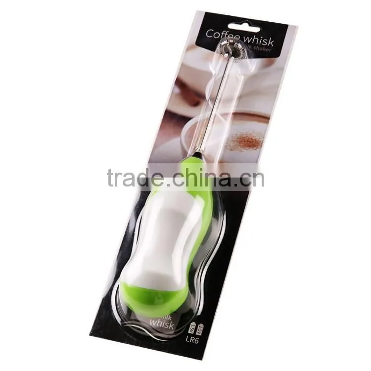 Handheld Electric Milk Coffee Frother Cappuccino Latte Whisk Stainless Steel And Plastic Stirrer