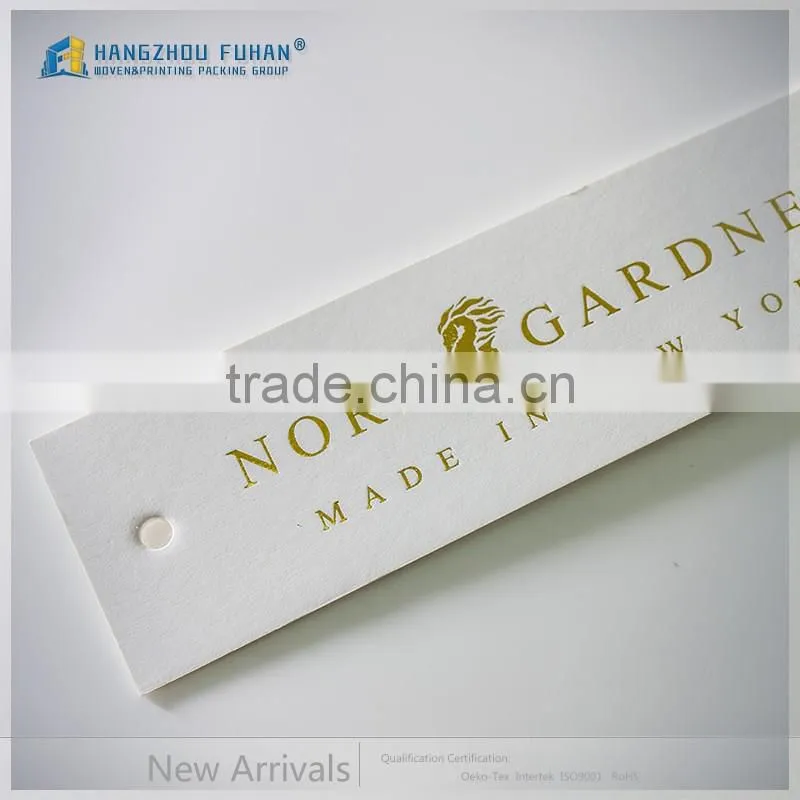 Hot Stamping Gold Color Logo White Hang Tag