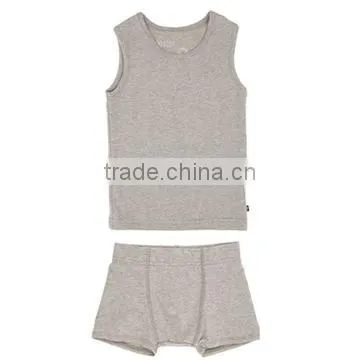 95%cotton 5% spandex Green kid sleeveless vest suit with linear design