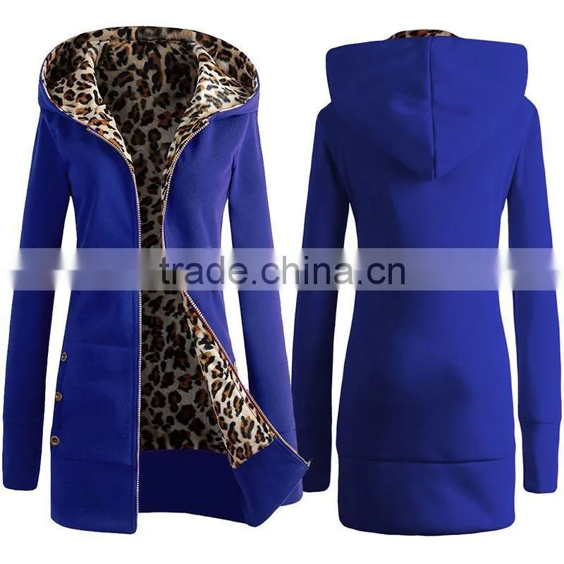 hot sale custom made latest womens brushed long warm thick winter fleece hoodies