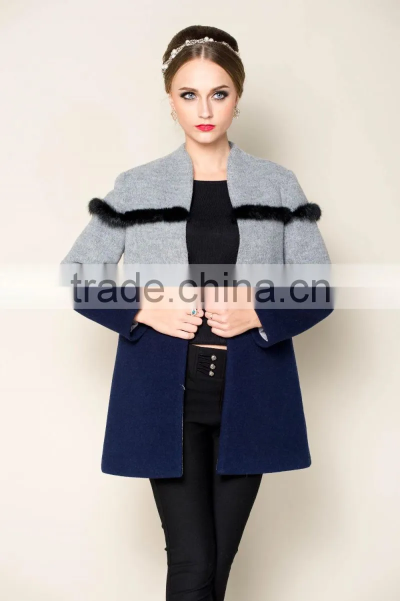 drop shipping service elegant designed winter trench coats women 2015 with decoration