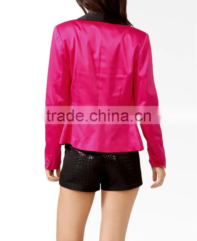 Contrast Lapel Peplum Blazer