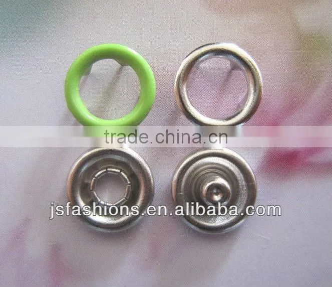 24 Colors brass material baby ring style prong snap button, four parts fasteners, 7.5mm, 9.5mm, 10.5mm, 11.5mm JS-CR-89