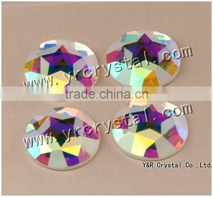 sew on fish eye ab rhinestones beads crystal glass beads AB color with two holes or not