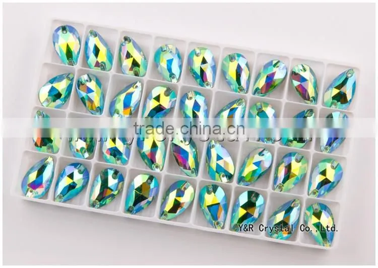 teardrop Sew on flat back sew on rhinestones beads for wedding dress
