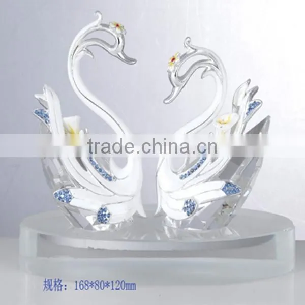 crystal glass swan model with crystal base-animal model