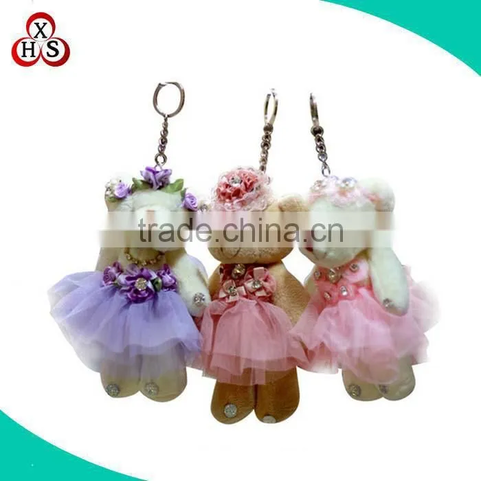 Wholesale custom plush toy key clip soft stuffed animal plush toy key clip