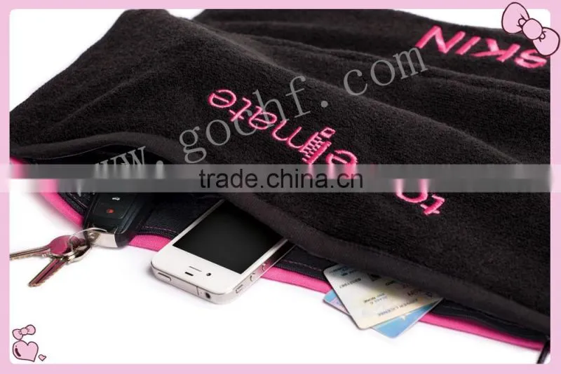 100% cotton zipper pocket gym towels
